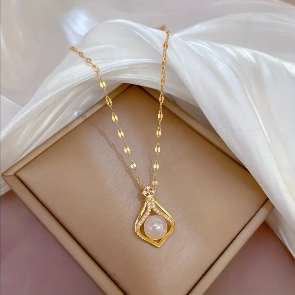 14k Gold Womens Solitaire Pearl 1ct Diamond Necklace New 14 K Silver Jewelry